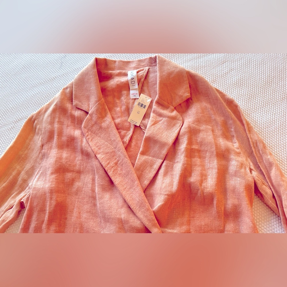 ANTHROPOLOGIE Amadi Pink Shimmer Linen Oversized Blazer Jacket Lightweight Coat - Picture 5 of 12